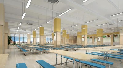 现代企业员工食堂3D模型下载